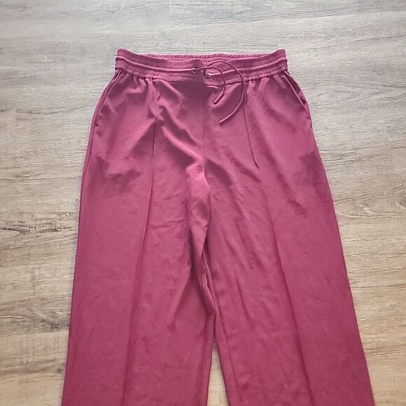 J & L Atelier Burgundy Pull On Dress Pants ~ High Rise ~  Sz L ~ 30.5" Inseam - Picture 3 of 7